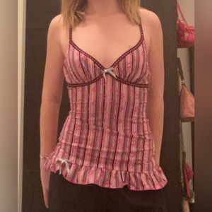 Black and pink striped tank